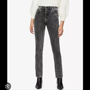 Anine Bing Washed Black Straight Leg Jeans